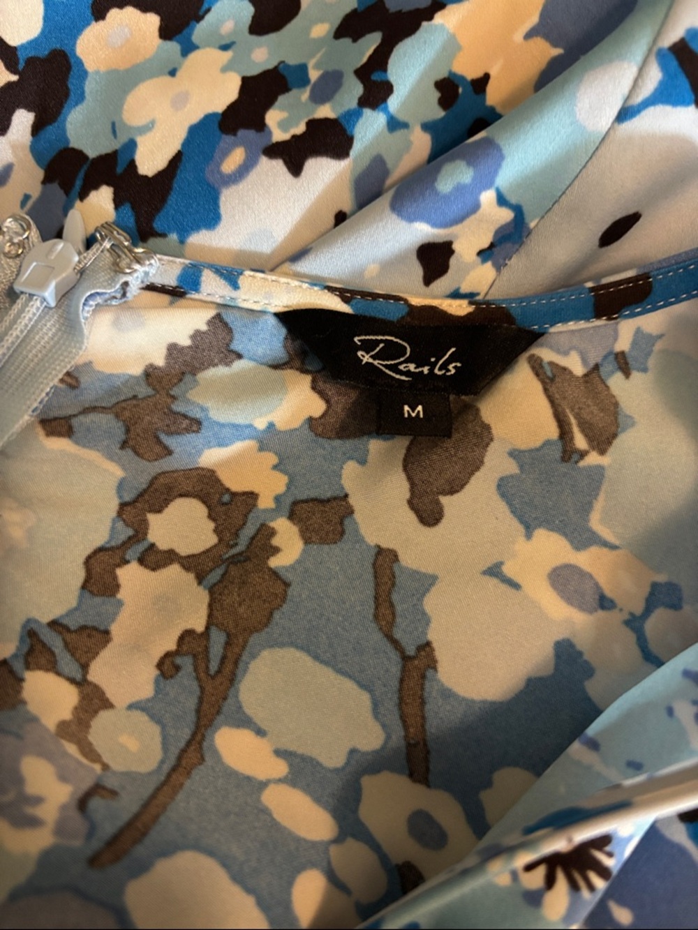 Rails Blue Floral Midi Dress with Black Accents medium - Picture 3 of 5